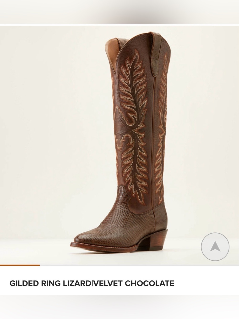 NWT Ariat Chocolate Brown Embossed Lizard-Texture Knee-High Western Boot SZ 9